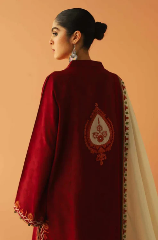 Embroidered Dhanak Unstitched 3PC Set - ES1752
