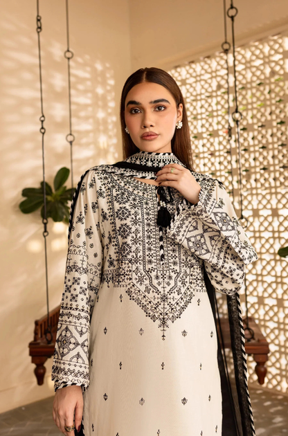 Batik - 3PC Unstitched Lawn Embroidered Shirt with Embroidered Crinkle Dupatta - ES 2243