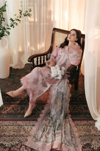 Jade - 3PC Unstitched Lawn Embroidered Shirt with Printed Chiffon Dupatta - ES 1232