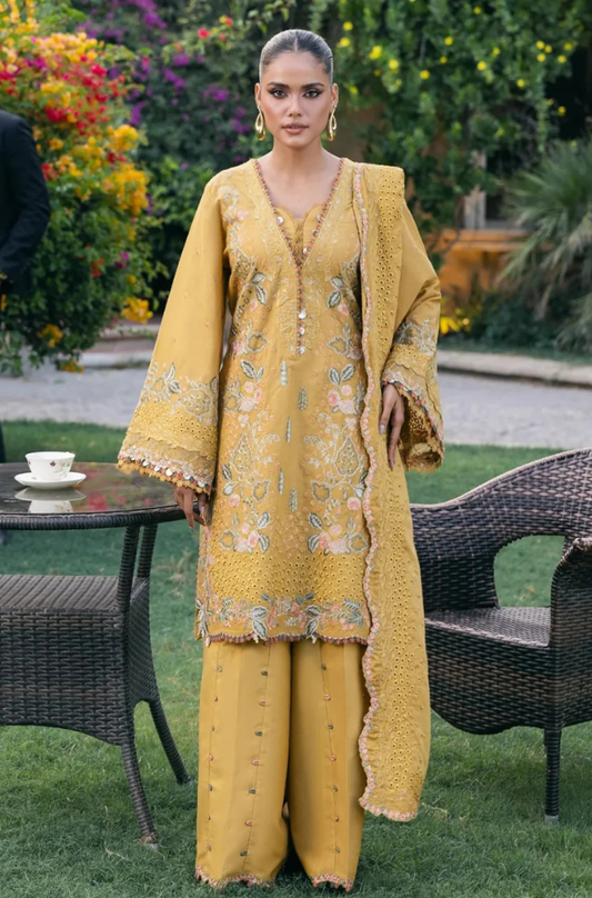 ELAF - 3PC Unstitched Lawn Embroidered Shirt with Embroidered Slub Net Dupatta - ES 2176