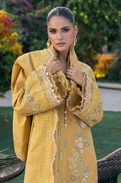 ELAF - 3PC Unstitched Lawn Embroidered Shirt with Embroidered Slub Net Dupatta - ES 2176