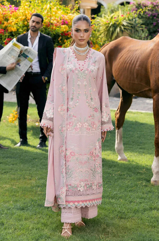 ELAF - 3PC Unstitched Lawn Embroidered Shirt with Embroidered Slub Net Dupatta - ES 2177