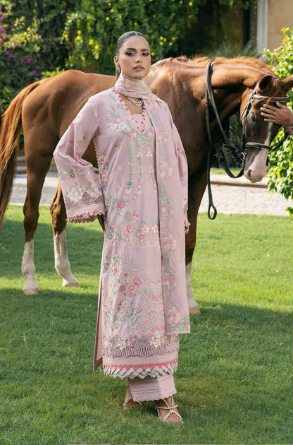 ELAF - 3PC Unstitched Lawn Embroidered Shirt with Embroidered Slub Net Dupatta - ES 2177