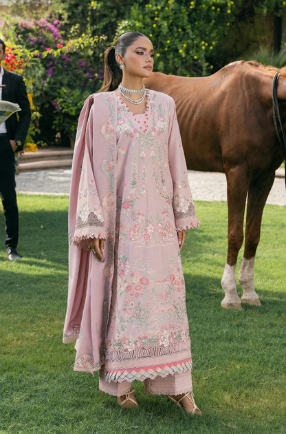 ELAF - 3PC Unstitched Lawn Embroidered Shirt with Embroidered Slub Net Dupatta - ES 2177