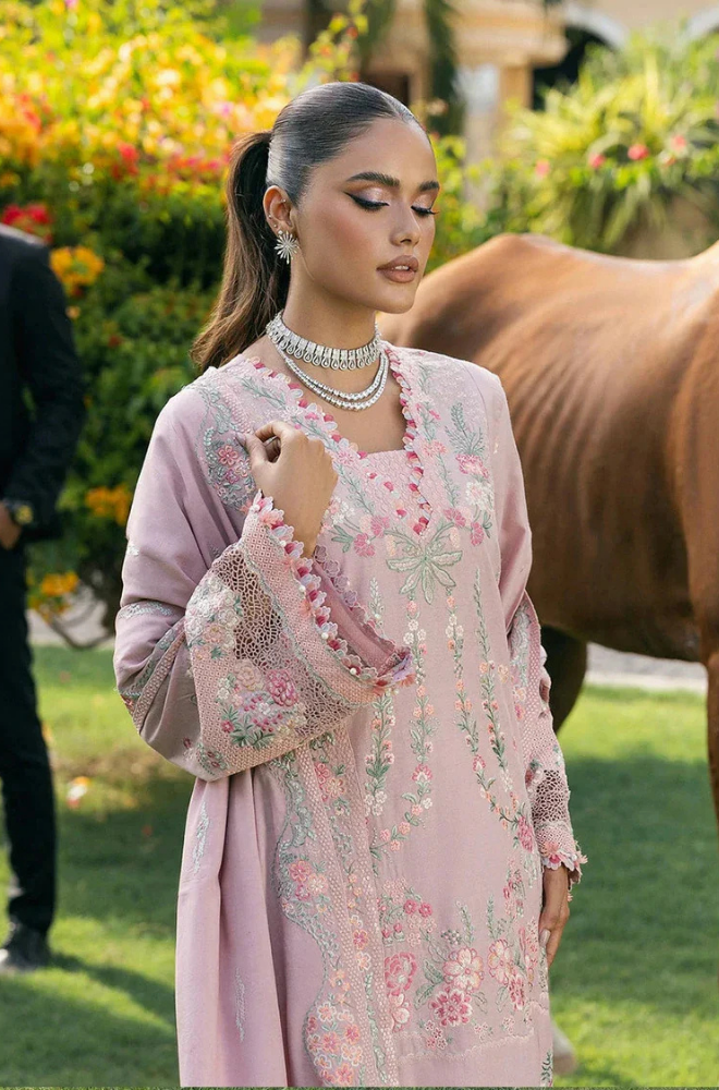 ELAF - 3PC Unstitched Lawn Embroidered Shirt with Embroidered Slub Net Dupatta - ES 2177