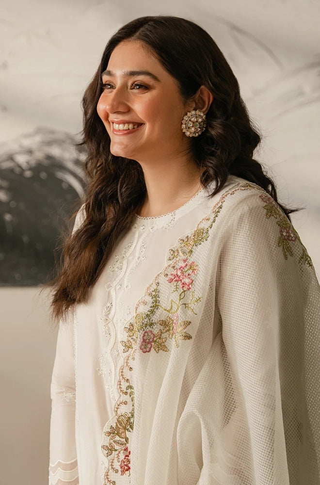 Cross Stitch - 3PC Unstitched Lawn Sequence Embroidered Shirt with Sequence Embroidered Khaddi Net Dupatta - ES1143