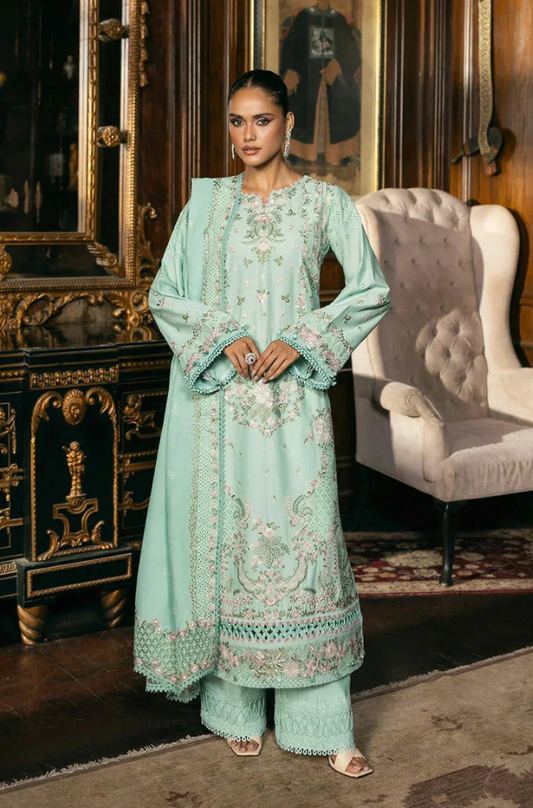 ELAF - 3PC Unstitched Lawn Embroidered Shirt with Embroidered Slub Net Dupatta - ES 2179