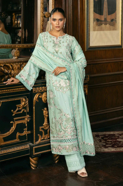 ELAF - 3PC Unstitched Lawn Embroidered Shirt with Embroidered Slub Net Dupatta - ES 2179
