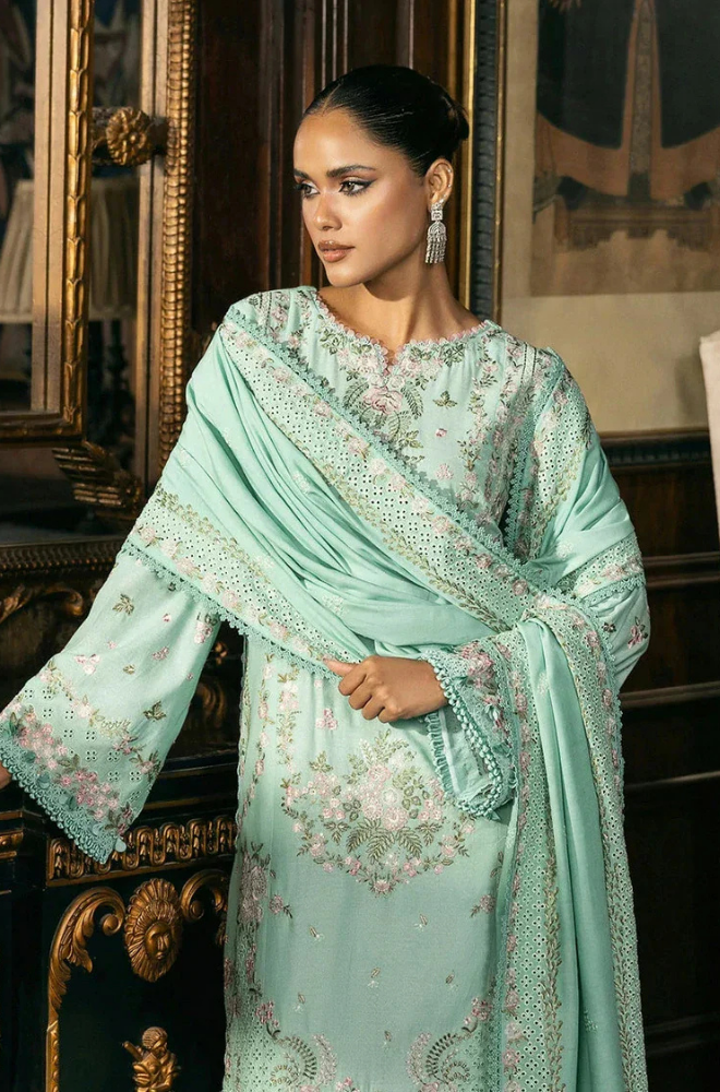 ELAF - 3PC Unstitched Lawn Embroidered Shirt with Embroidered Slub Net Dupatta - ES 2179
