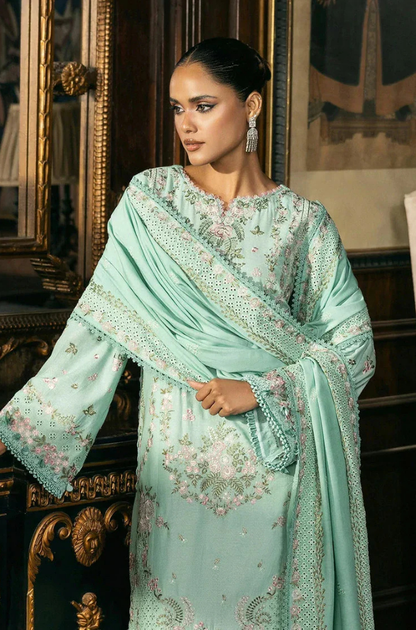 ELAF - 3PC Unstitched Lawn Embroidered Shirt with Embroidered Slub Net Dupatta - ES 2179