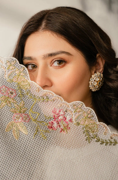 Cross Stitch - 3PC Unstitched Lawn Sequence Embroidered Shirt with Sequence Embroidered Khaddi Net Dupatta - ES1143