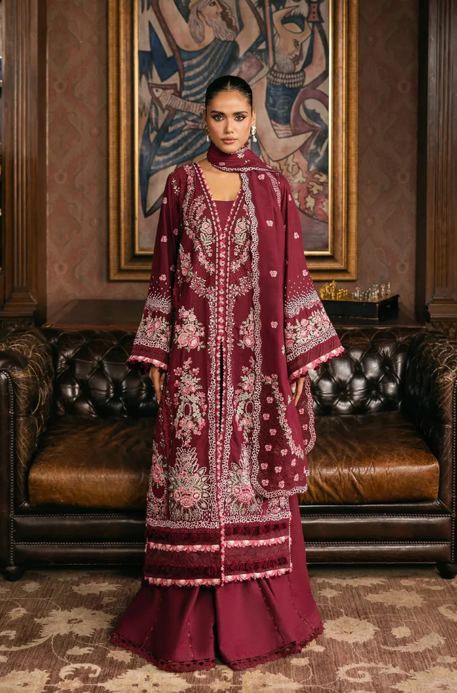 ELAF - 3PC Unstitched Lawn Embroidered Shirt with Embroidered Slub Net Dupatta - ES 2180