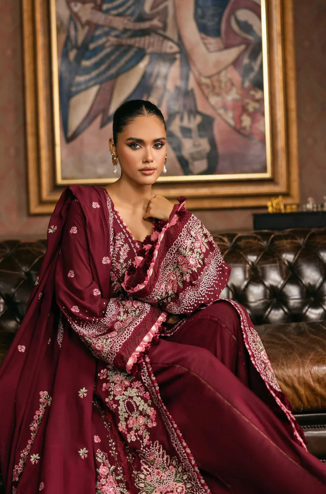 ELAF - 3PC Unstitched Lawn Embroidered Shirt with Embroidered Slub Net Dupatta - ES 2180