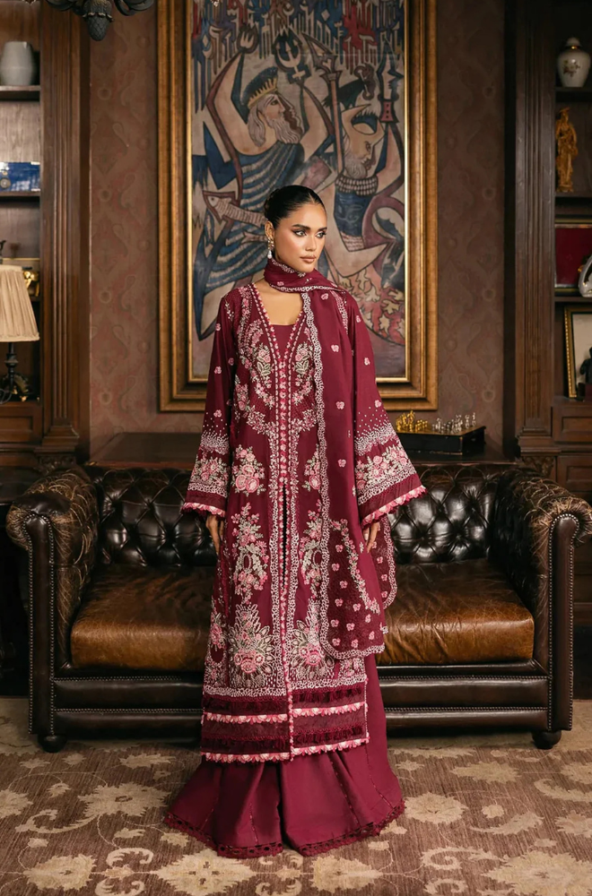 ELAF - 3PC Unstitched Lawn Embroidered Shirt with Embroidered Slub Net Dupatta - ES 2180