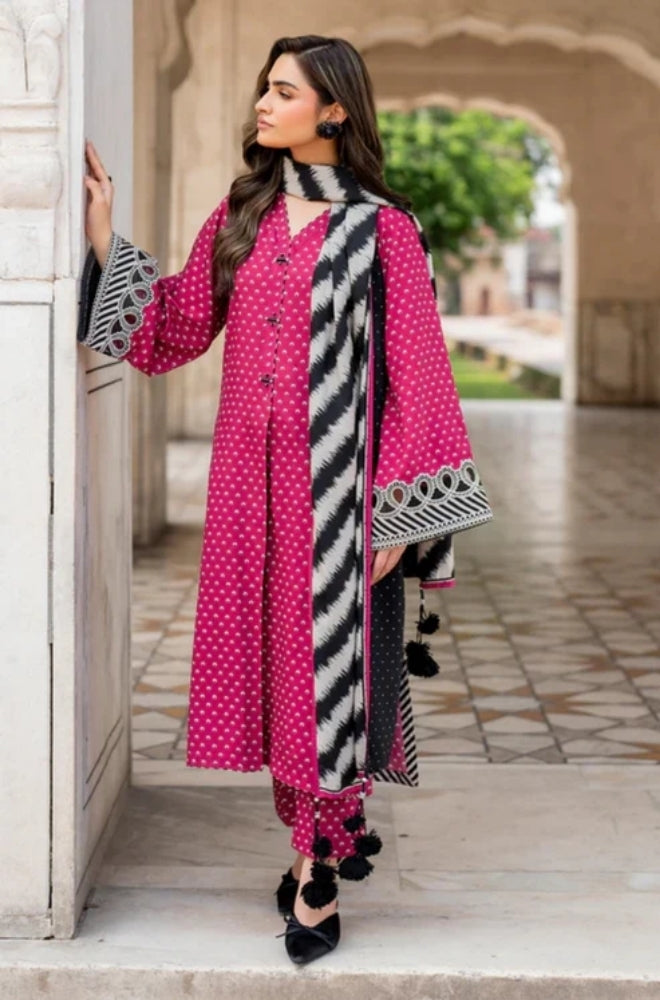Baroque - 3PC Unstitched Printed Karandi Shirt with Printed Karandi Dupatta and Same Printed Trouser - ES1176