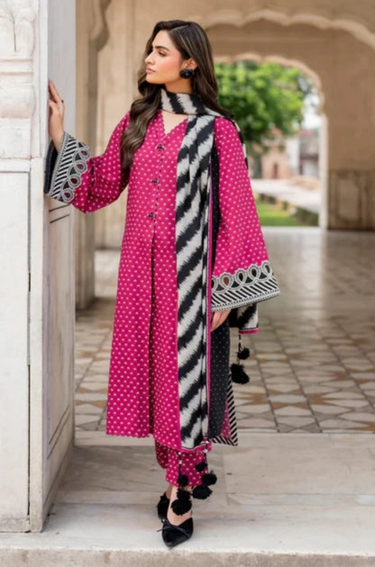 Baroque - 3PC Unstitched Printed Karandi Shirt with Printed Karandi Dupatta and Same Printed Trouser - ES1176