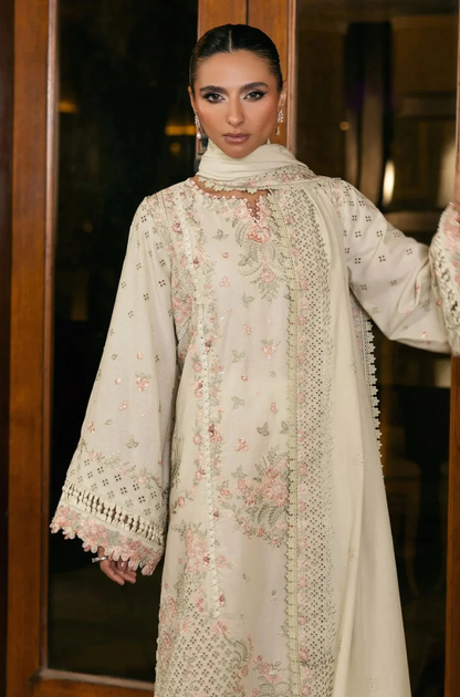 ELAF - 3PC Unstitched Lawn Embroidered Shirt with Embroidered Slub Net Dupatta - ES 2181