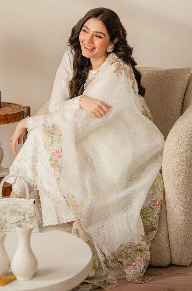 Cross Stitch - 3PC Unstitched Lawn Sequence Embroidered Shirt with Sequence Embroidered Khaddi Net Dupatta - ES1143