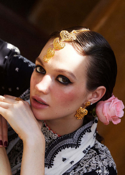 Hussain Rehar - 3PC Unstitched Lawn Embroidered Shirt with Embroidered Slub Net Dupatta - ES1133