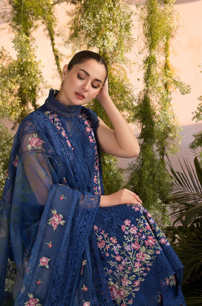 Sobia Nazir - 3PC Unstitch Lawn Embroidered Shirt with Embroidered Bamber Chiffon Dupatta - ES 2154