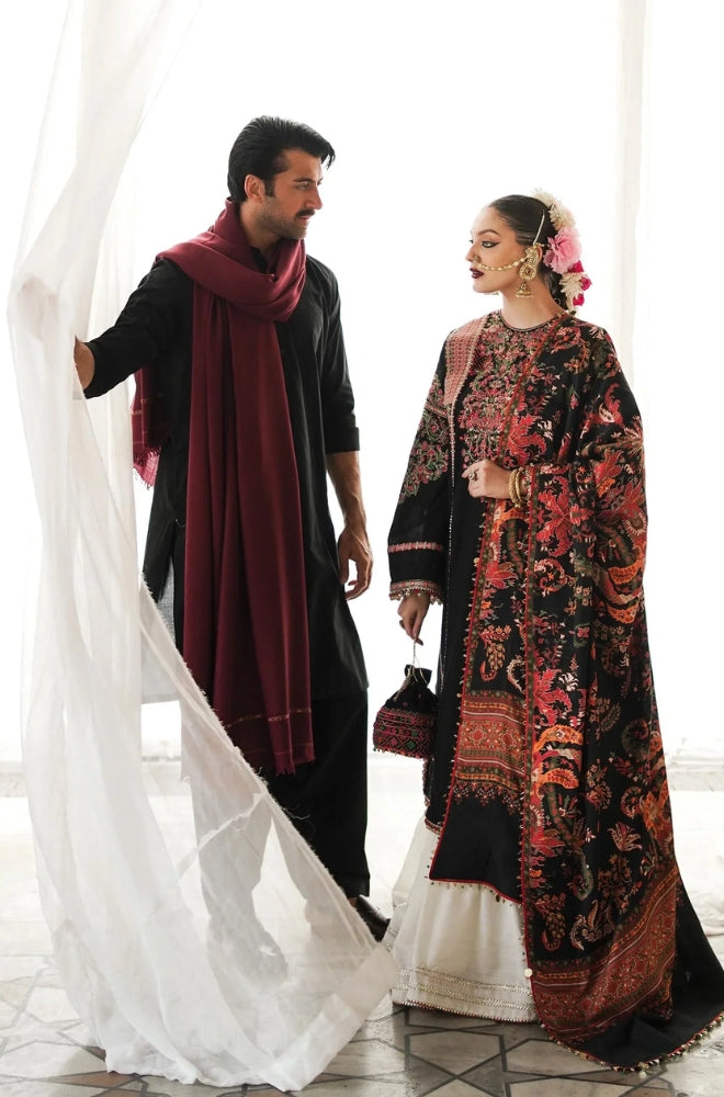 Hussain Rehar - 3PC Luxury Fully Embroidered Front With Digital Printed Shawl - ES 1797