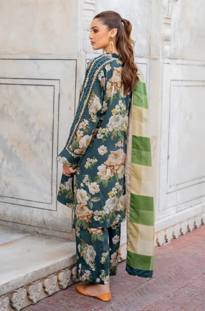 Baroque - 3PC Unstitched Printed Karandi Shirt with Printed Karandi Dupatta and Same Printed Trouser - ES1164