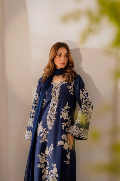 Batik - 3PC Unstitched Lawn Embroidered Shirt with Embroidered Crinkle Dupatta and Trouser - ES 2224