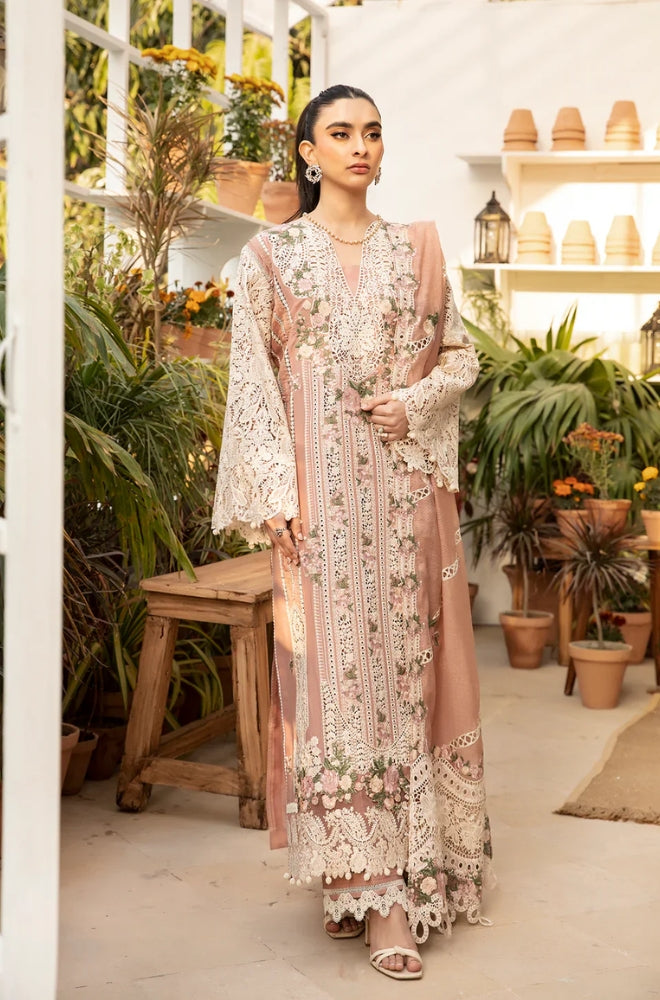 Elaf - 3PC Unstitched Dhanak Embroidered Shirt with Cotton Net Embroidered Shawl - ES 1807