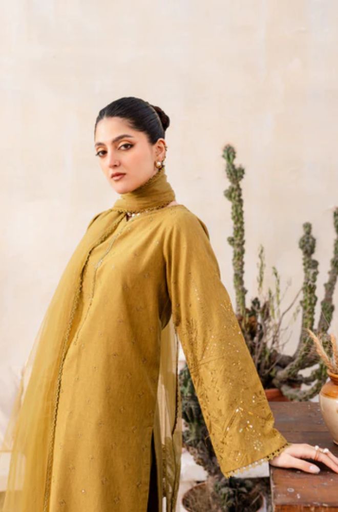 Batik - 3PC Unstitched Lawn Sequence Embroidered Shirt with Chiffon Sequence Embroidered Dupatta  - ES1155