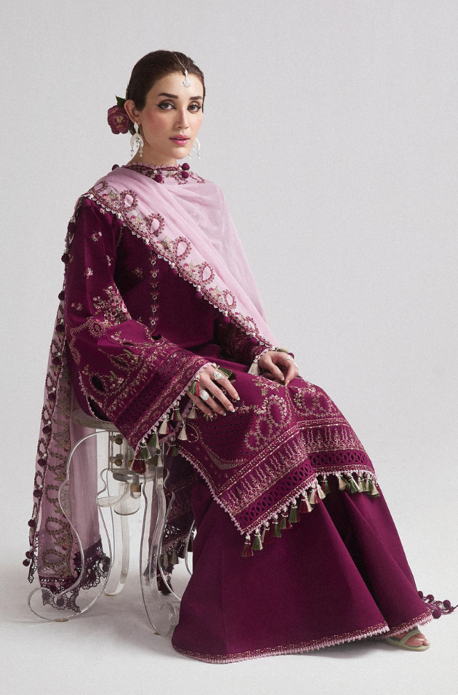 Hussain Rehar - Embroidered Dhanak Unstitched 3PC Set - ES1760