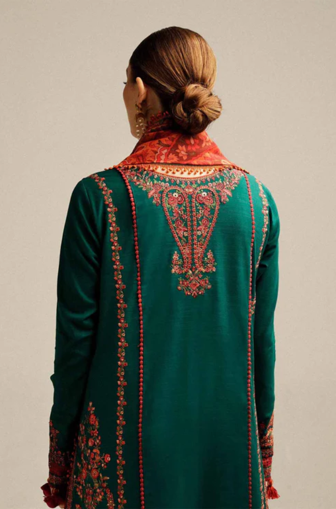 Embroidered Dhanak Unstitched 3PC Set - ES1754