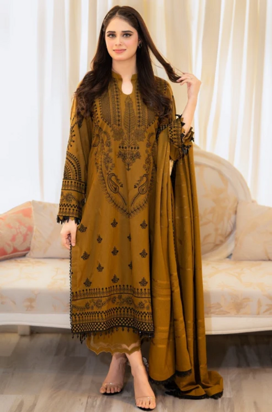 Libaas - 3PC Unstitched Dhanak Embroidered Shirt with Dhanak Embroidered Dupatta ES-1226