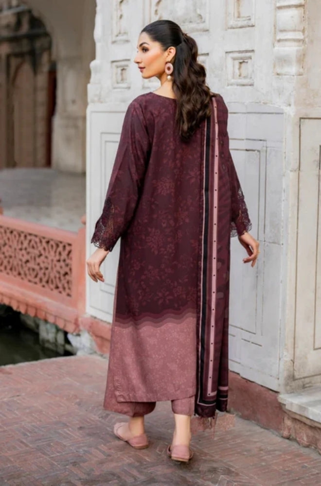 Baroque - 3PC Unstitched Printed Khaddar Shirt with Printed Khaddar Dupatta and Same Printed Trouser - ES1175