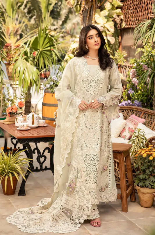 ELAF - 3PC Unstitched Lawn Embroidered Shirt with Embroidered Slub Net Dupatta - ES 2193