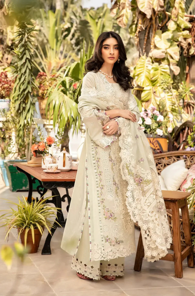 ELAF - 3PC Unstitched Lawn Embroidered Shirt with Embroidered Slub Net Dupatta - ES 2193