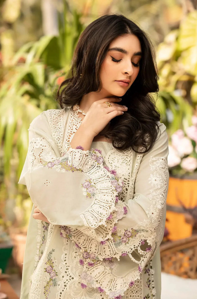 ELAF - 3PC Unstitched Lawn Embroidered Shirt with Embroidered Slub Net Dupatta - ES 2193