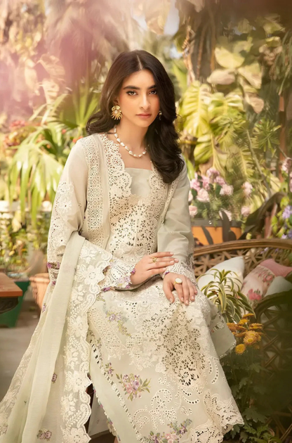 ELAF - 3PC Unstitched Lawn Embroidered Shirt with Embroidered Slub Net Dupatta - ES 2193
