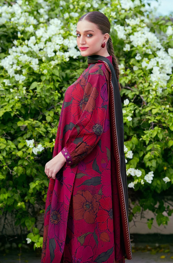 Baroque - 3PC Unstitched Printed Karandi Shirt with Printed Karandi Dupatta and Same Printed Trouser - ES1221