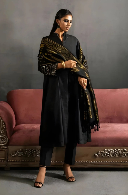 Sapphire - 3PC Unstitched Khaddar Sequence Embroidered Shirt with Digital Printed Dupatta and Trouser - ES 2114