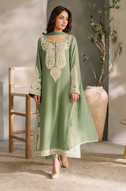 MIRANA - 3PC Unstitched Lawn Embroidered Shirt with Embroidered Crinkle Dupatta - ES 2185