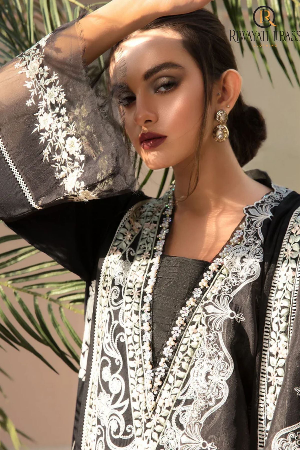 Crimson - 3PC Unstitched Lawn Embroidered Shirt with Embroidered Slub Net Dupatta and Trouser - ES 2225