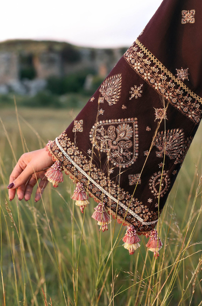 HUSSAIN REHAR - 3PC Unstitched Lawn Embroidered Shirt with Pure Cotton Net Embroidered Dupatta - ES 2200