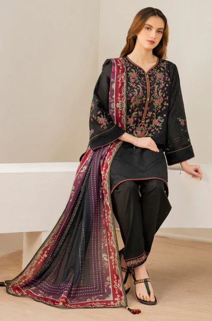 Jazmin - 3PC Unstitched Dhanak Embroidered Shirt with Kotrai Digital Printed Shawl - ES 1809