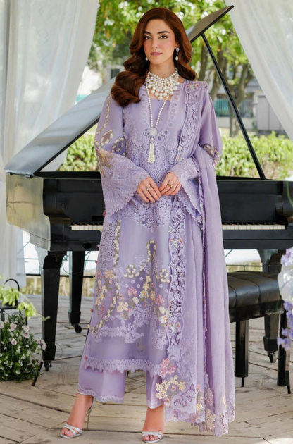 ELAF - 3PC Unstitched Lawn Embroidered Shirt with Embroidered Slub Net Dupatta - ES 2190