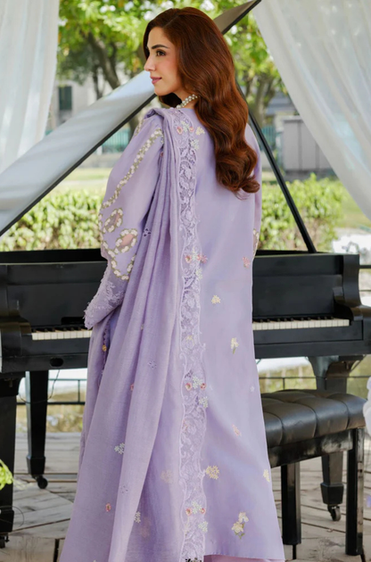 ELAF - 3PC Unstitched Lawn Embroidered Shirt with Embroidered Slub Net Dupatta - ES 2190