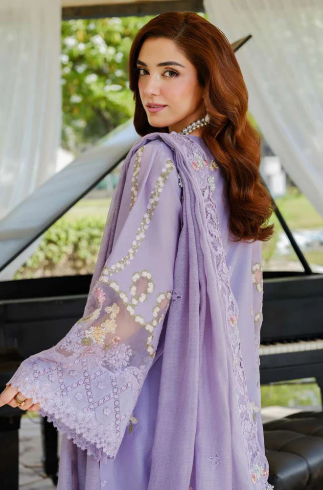 ELAF - 3PC Unstitched Lawn Embroidered Shirt with Embroidered Slub Net Dupatta - ES 2190