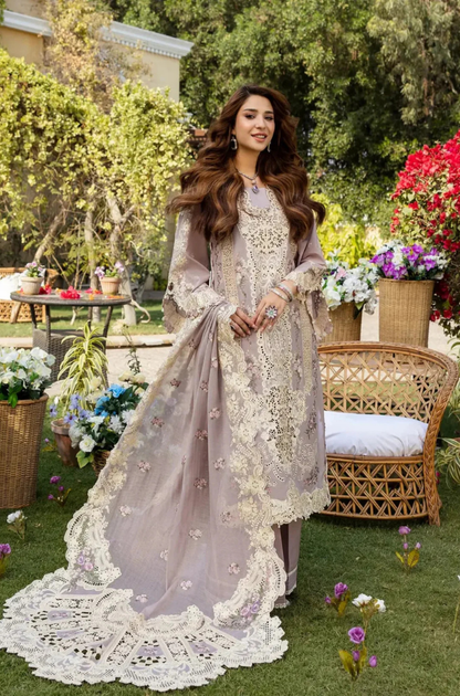 ELAF - 3PC Unstitched Lawn Embroidered Shirt with Embroidered Slub Net Dupatta - ES 2196