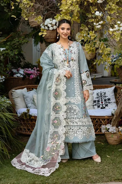 ELAF - 3PC Unstitched Lawn Embroidered Shirt with Slub Net Dupatta - ES 2192