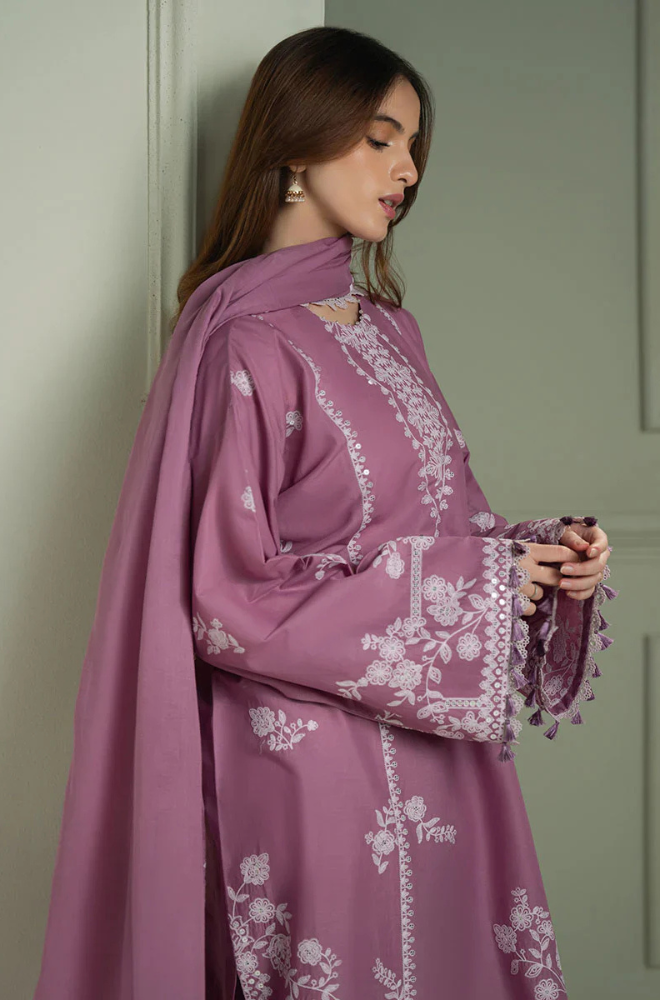 Cross Stitch - 3PC Unstitched Lawn Embroidered Shirt with Bamber Chiffon Embroidered Dupatta - ES 2202
