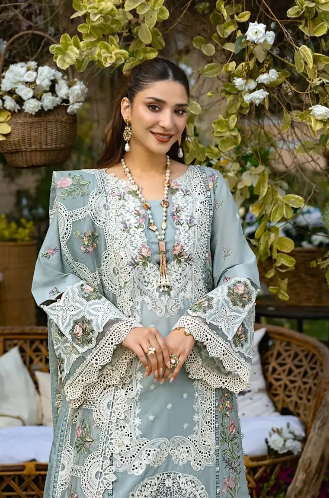 ELAF - 3PC Unstitched Lawn Embroidered Shirt with Slub Net Dupatta - ES 2192